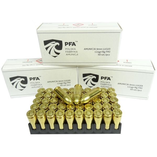 Amunicja kal. 9x19mm 8,0g FMJ PFA